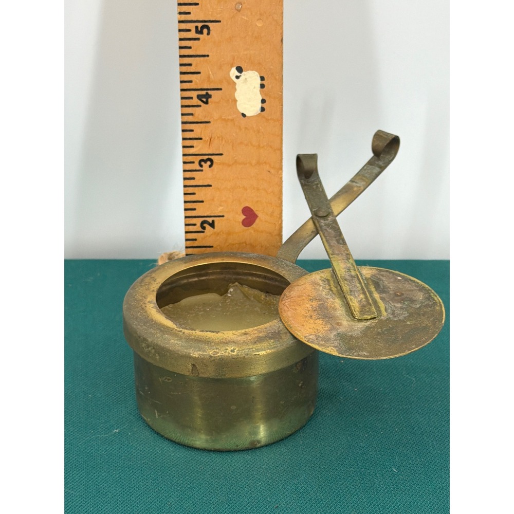 Vintage Solid Brass Japan Lidded Chafing Pot Lidded Candle Holder
